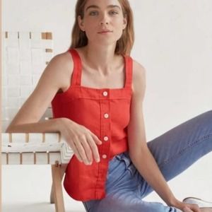 Everlane Red Picnic Linen button Tank 8